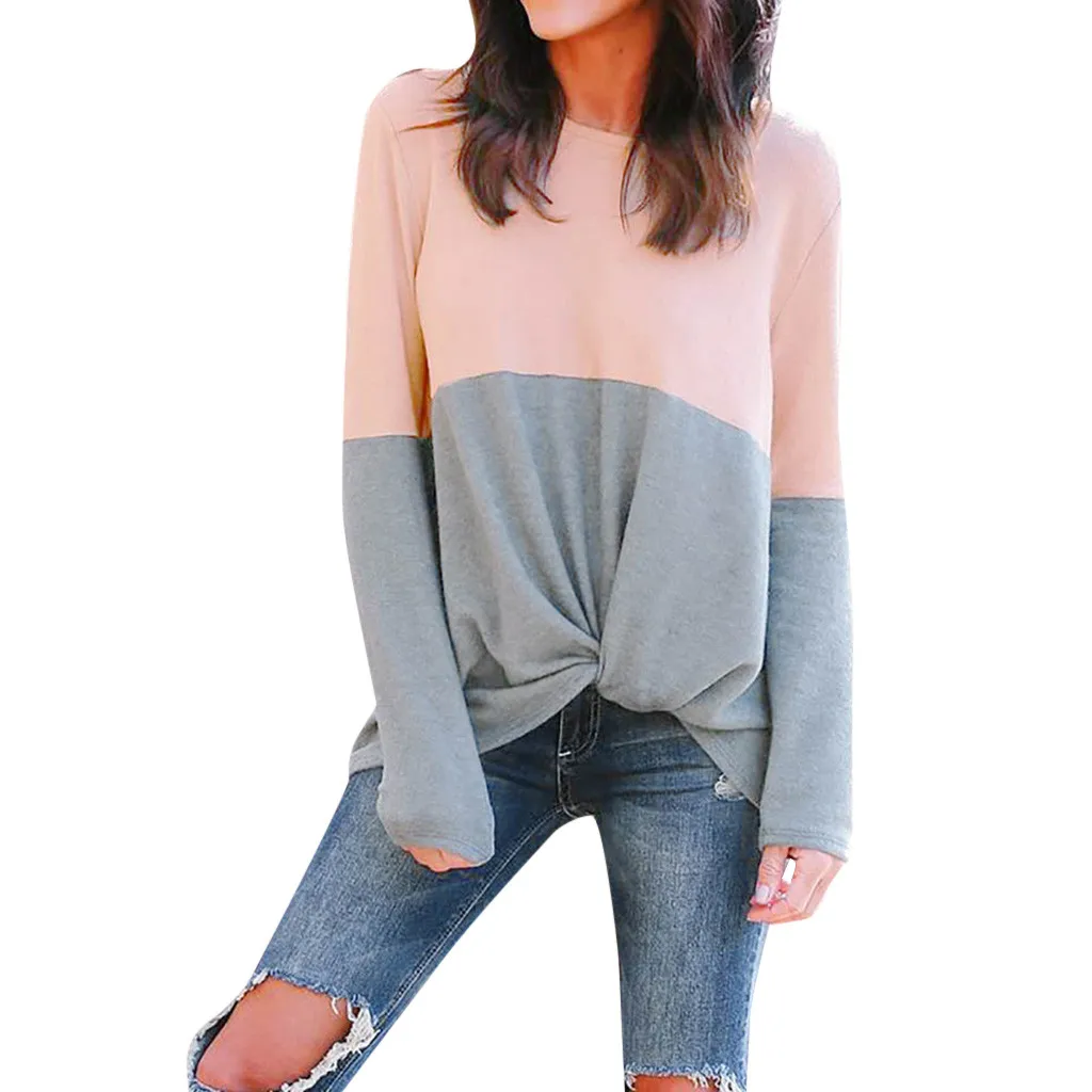 

Women Blouses Casual Top Round Neck Long Sleeve Knotted Blouse Womans shirt Clothes chemisiers et blouses femme dentelle