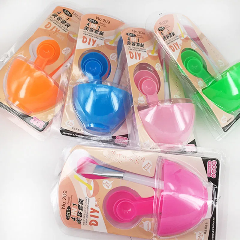  4 In 1 DIY Facial Beauty Mask Bowl Cosmetic Tool Mixing Spong Brush With Stick Brush Set (3)