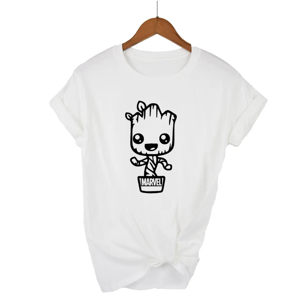 أحدث 2018 مضحك kawaii GROOT أعجوبة 100% القطن تي شيرت المرأة أزياء قصيرة الأكمام المحملة قمصان محب س الرقبة شعبية T قميص