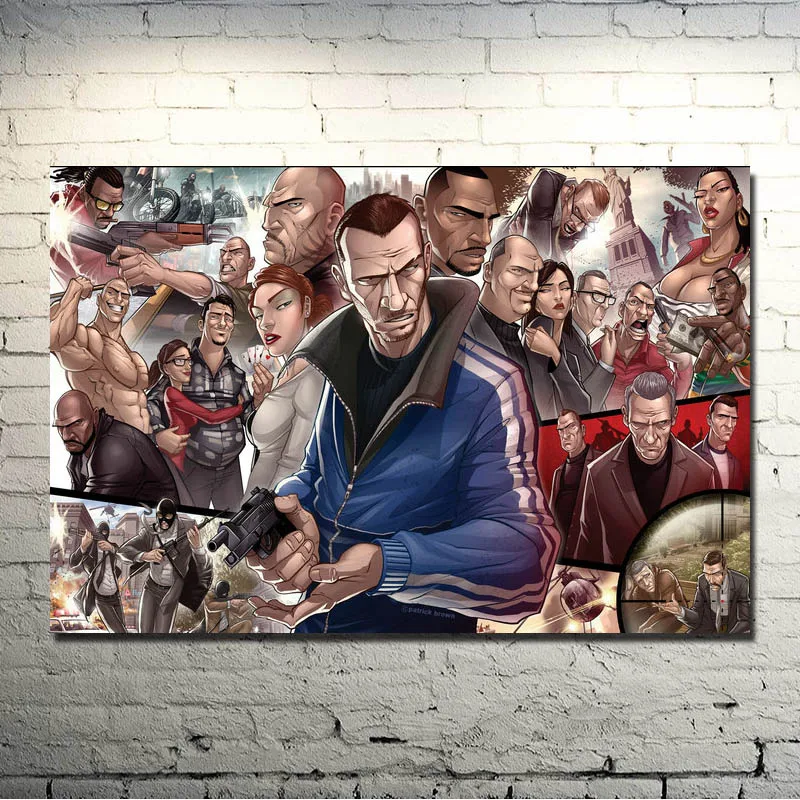 Grand Theft Auto V видеоигры GTA 5 художественная шелковая ткань плакат печать 13x20 32x48 дюймов настенные картины(нажмите, чтобы увидеть больше)-1 - Цвет: click