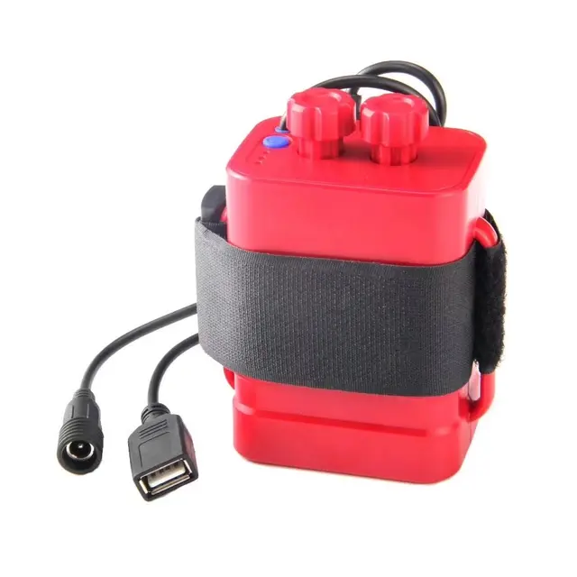 DC 8.4V USB 5V 6 x 18650 Water Resistant Battery Pack Case House Cover Box For Bike Headlight Bicycle Light Lamp & Phone Red