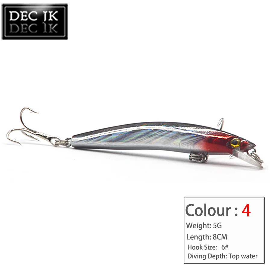 5PC Floating Plastic Hard Minnow Fishing Lure Artificial Fake Bait Swimbait Trolling Crankbaits Wobblers Saltwater Lures Tackle (13)