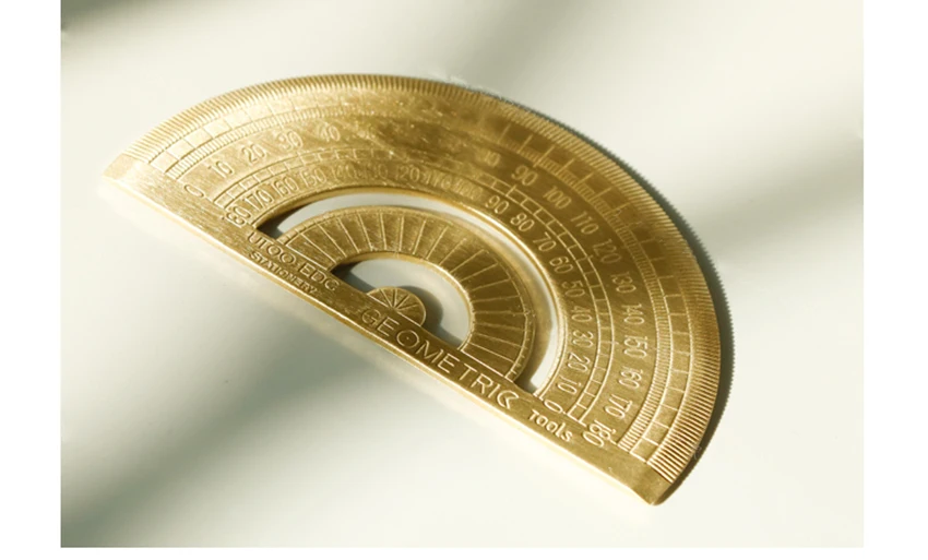 Латунный золотой Ретро полукруглый транспортир математические транспортиры 180 градусов измерение угла чертеж канцелярские математические геометрические подарки