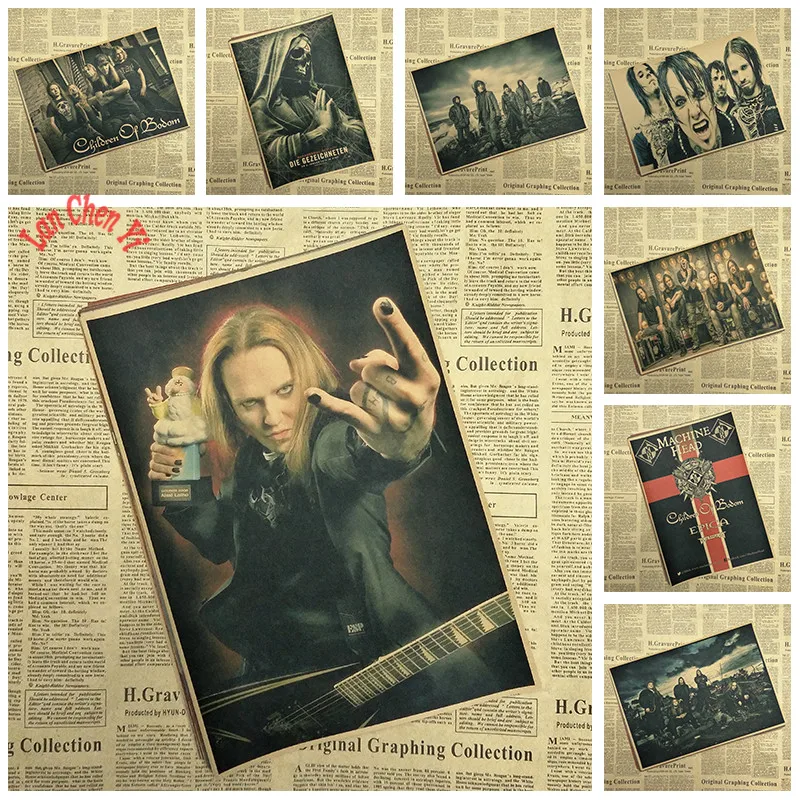 Классический рок группа Дети Bodom крафт бумага Плакат Бар Кафе гостиная столовая
