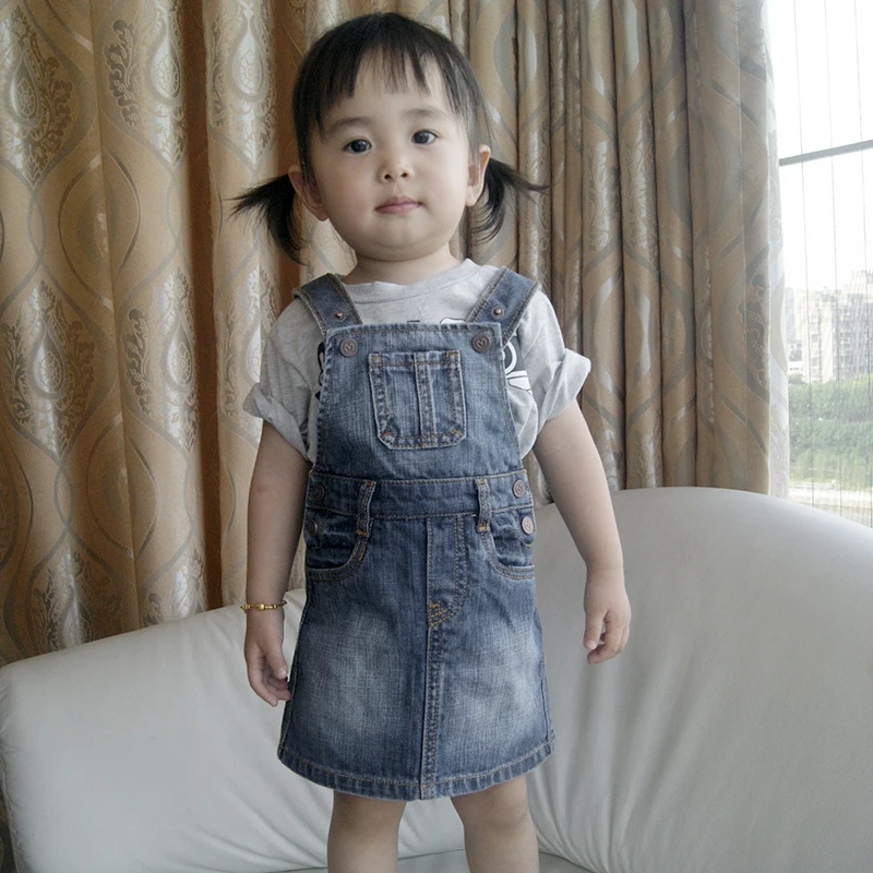 2 Baby Girls Denim Dresses Mini Sundresses Jumpsuits Newborn Infant Toddler Bebe Kids Leopard Straps Suspender Cotton A-line