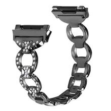 Металлические полосы для Fitbit Ionic Смарт-часы замена из нержавеющей стали со стразами Bling регулируемые полосы браслет 9,10