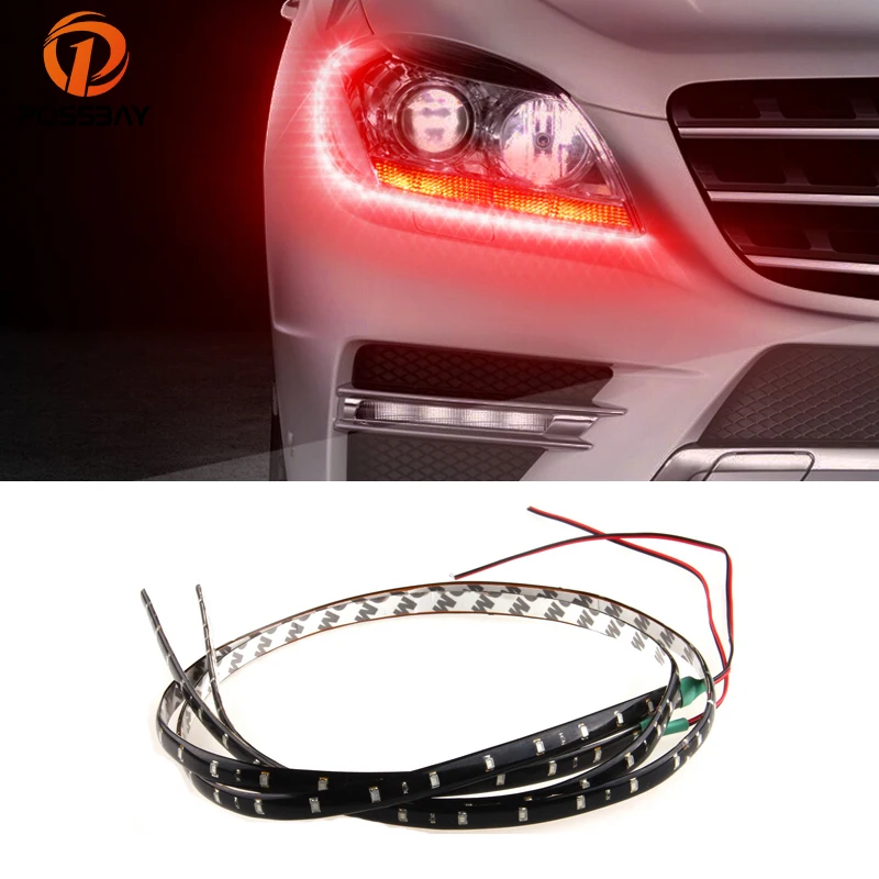

POSSBAY 30/60/90cm 1210 SMD White/Red/Blue/Green Flexible LED Strip Light DIY Car Bike Decoration Lamp 15/30/45LEDs Neon Lights