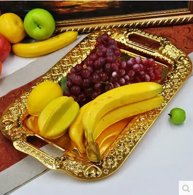 46cm 28cm large size embossed metal serving tray storage tray silver gold fruit plate wedding tray decoration ft011 - Decorative Serving Trays 46cm 28cm large size embossed metal serving tray storage tray silver gold fruit plate wedding tray decoration ft011 - Decorative Serving Trays