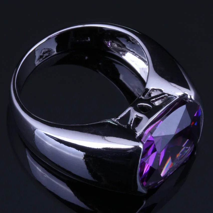 Эксклюзивный фиолетовый кубический циркон кольцо из стерлингового серебра 925 для Для женщин V0620