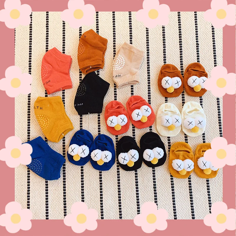 

New baby floor socks non-slip spring and summer new with kneepad suits boys/girls toddler socks children's boat socks