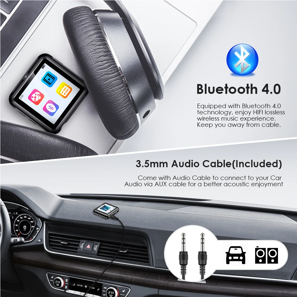 Mp3-плеер с Bluetooth 16 Гб FM радио HiFi музыкальный плеер высокого разрешения без потерь Walkman аудио с видео электронная книга Запись 8 Гб