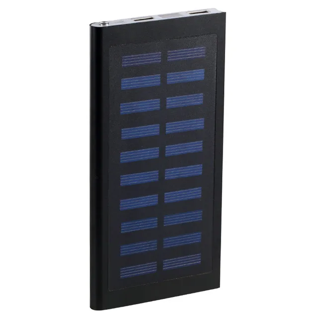 Солнечный внешний аккумулятор 30000 мАч, внешний аккумулятор, 2 USB светодиодный внешний аккумулятор, портативный мобильный телефон, солнечное зарядное устройство для Xiaomi Mi iphone XS 8plu - Цвет: Черный