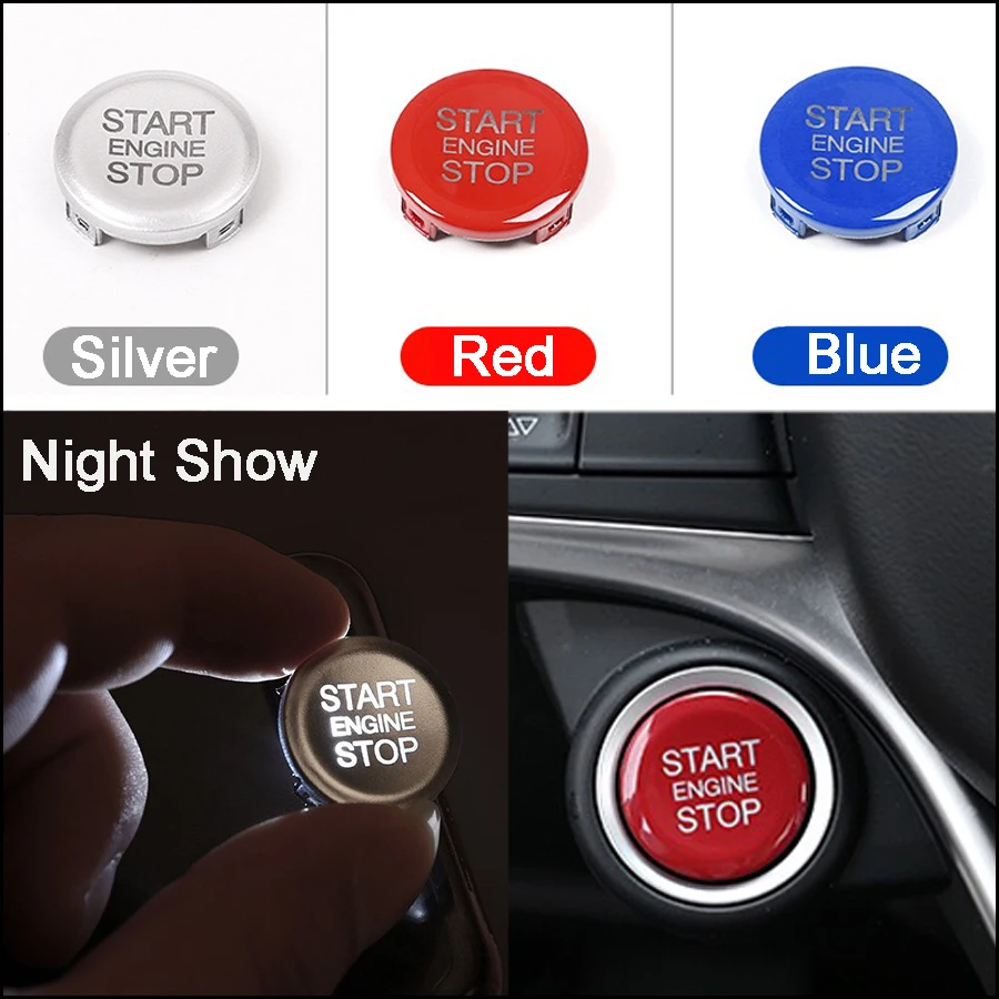 

Wooeight ABS Silver Blue Red Interior Start Engine Stop Cover Sticker for Alfa Romeo Giulia Stelvio 2017 2018 Car Accessories