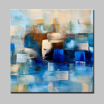 

Frameless Picture 100% Hand Painted Color Block Oil Painting On Canvas Modern Abstract Wall Art For Living Room Home Decoration