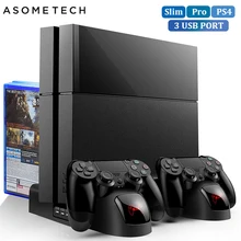 Охлаждающая подставка для PS4/PS4 Slim/PS4 PRO с 12 играми для хранения, двойной контроллер, зарядная док-станция для sony Playstation 4 Pro