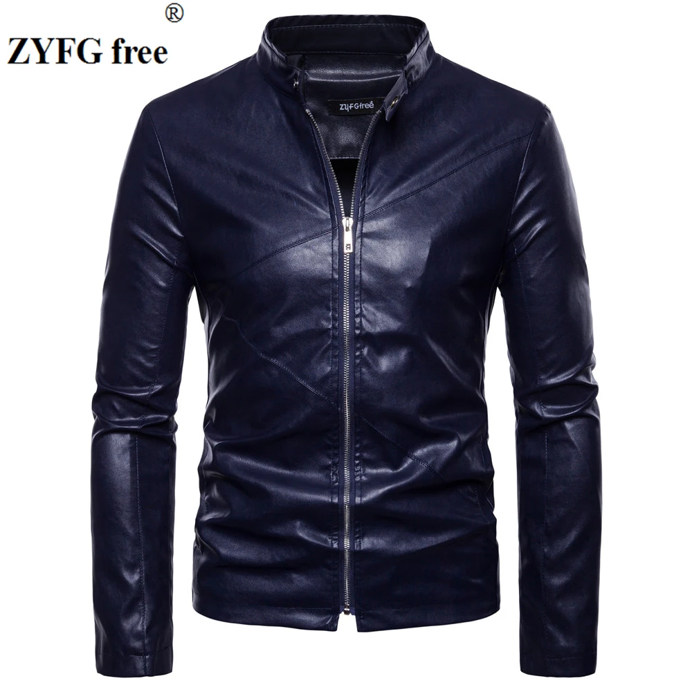 

Plus size men winter leather jacket New casual men fashion brand solid color slim fit stand neck UP Leather clothes
