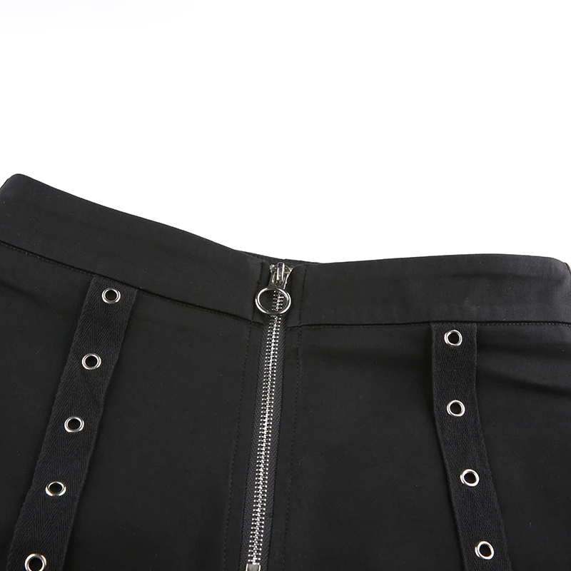 Waataak молния спереди сексуальный черный Бандаж с высокой талией брюки женские хип хоп комбинезоны летние повседневные брюки Harajuku выдалбливают