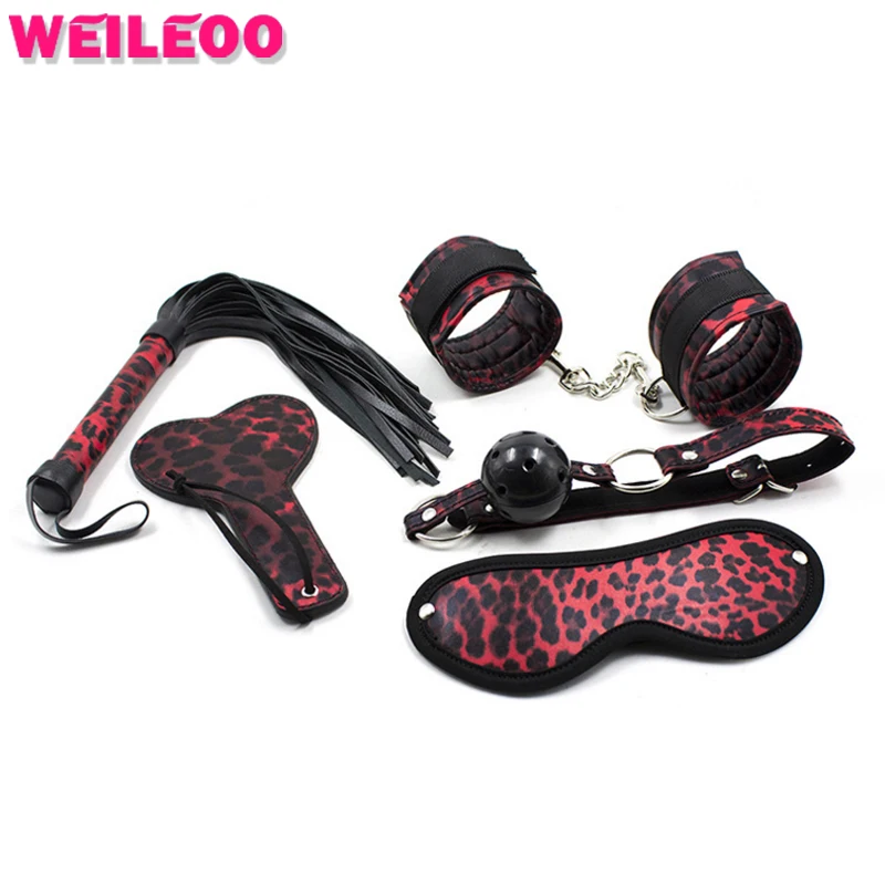 5 pcs red leopard print slave bdsm font b sex b font font b toys b