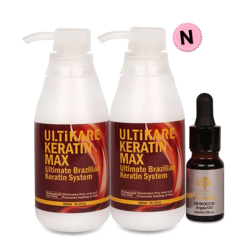 11.11 3pcs Best Selling 300ml Keratin Straight Hair Treatment Moisturizing Repair Damaged Frizzy Hair+10ml Argan Oil Set