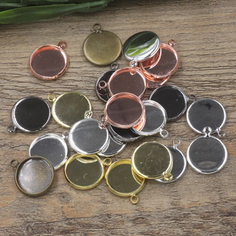 

20pcs/lot 6 Colors Size 10/12/14/16/18/20mm Copper Round Blank Cbochon Settings Pendant Cabochon Base Tray for DIY Jewelry