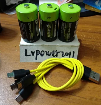 

3PCS C size 3000MAH Lipo lithium polymer ZNTER battery 1.5V C rechargeable batteries + 1pcs USB cable cell for gas cooker oven