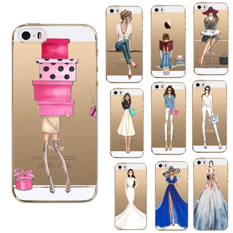 Чехол для Funda Iphone7 чехол мягкий из ТПУ capinha para iphone 6s 7 8 Plus 5 5S SE Роскошный женщин и