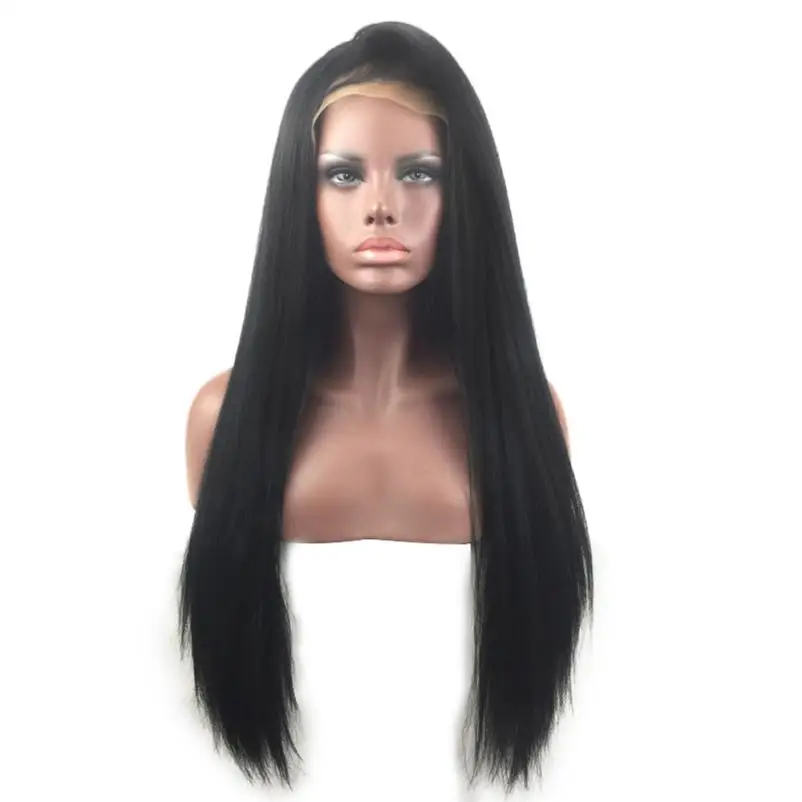Человеческих волос парики для Для женщин длинные прямые Синтетические волосы на