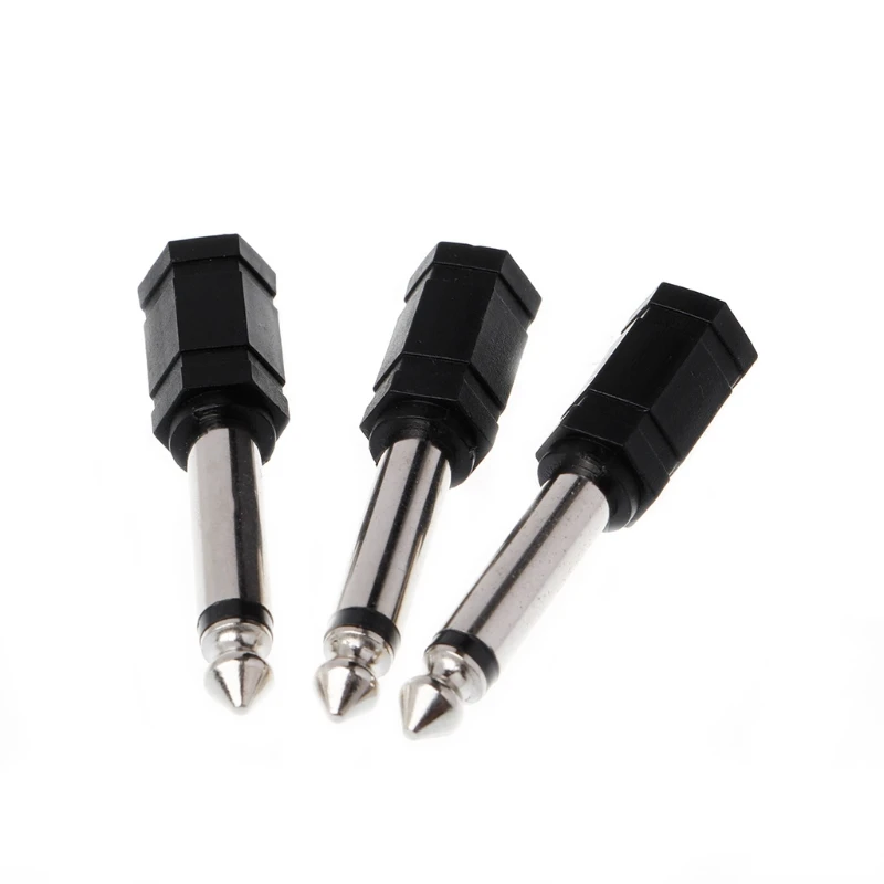 

3 Pcs 6.35mm 1/4" Mono Plug to 1/8" 3.5mm Stereo Jack Female Audio Converter Adapter #Aug.26