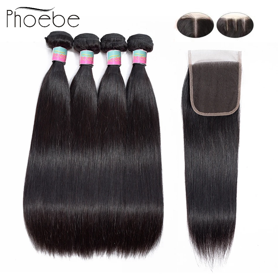 Phoebe Brazilian Hair Weave Bundles Straight Hair Bundles With Closure 1B Nonremy 3 4 Human Hair Bundles With Closure Phoebe Brazilian Hair Weave Bundles Straight Hair Bundles With Closure 1B Nonremy 3 4 Human Hair Bundles With Closure