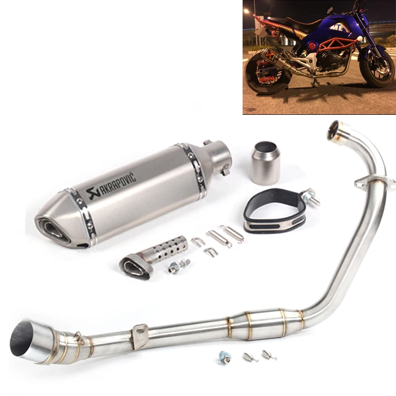 

125cc Motorcycle Full System Exhaust Muffler Middle Connect Pipe Slip-On For HONDA GROM MSX 125 MSX125 with ehxuast