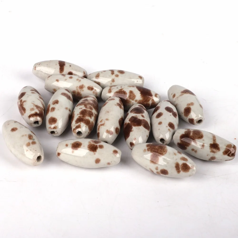 

Nicebeads white brown 29.6*13mm 1Pc ceramic beads diy fashion jewelry bracelet