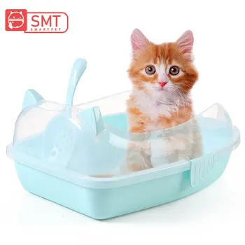 

SMARTPET Plastic En-closed Cat Litter Box Sand Box Cat Shape Bedpan Pet Toilet Anti-Splash Cat Tray Cleaning Accessories