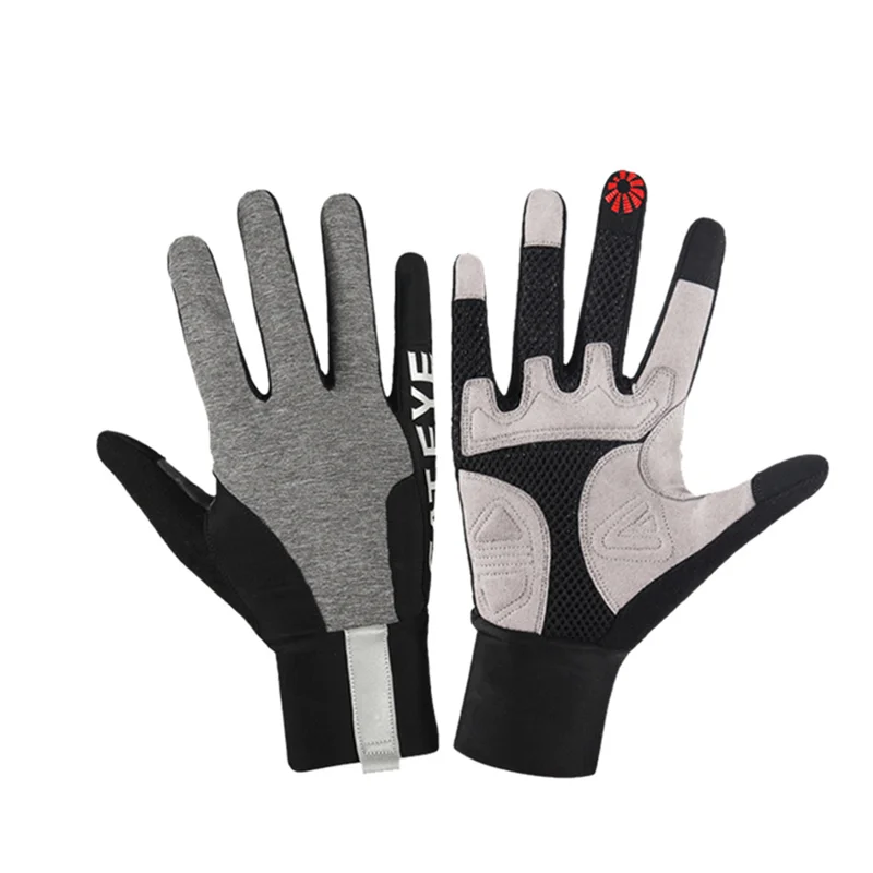 CATEYE перчатки для катания на лыжах с сенсорным экраном Гелевые перчатки для сноубординга на весь палец перчатки для велоспорта спортивные теплые толстые противоударные велосипедные перчатки - Цвет: black