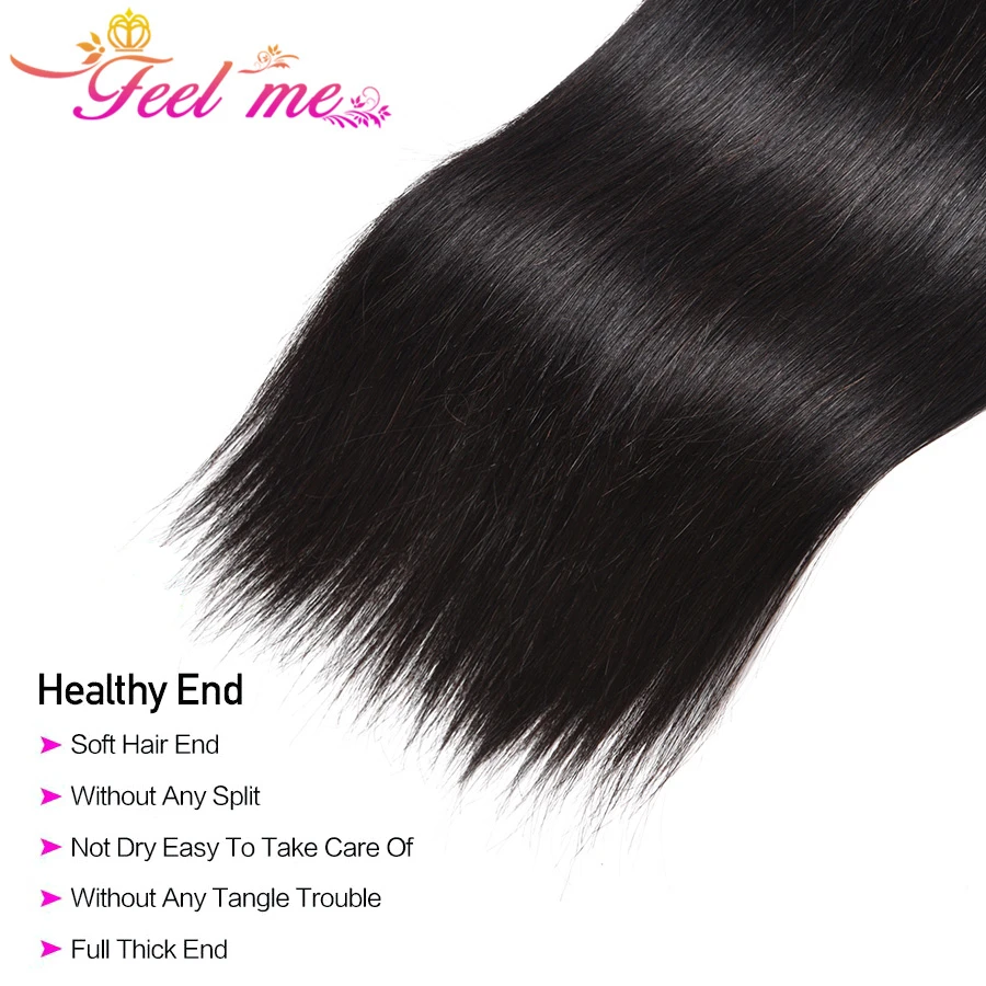 FEEL ME Peruvian Straight Hair Bundles 100% Human Hair Weave Bundles Natural Color Remy Hair Extensions Can Buy 1/3/4 Bundles