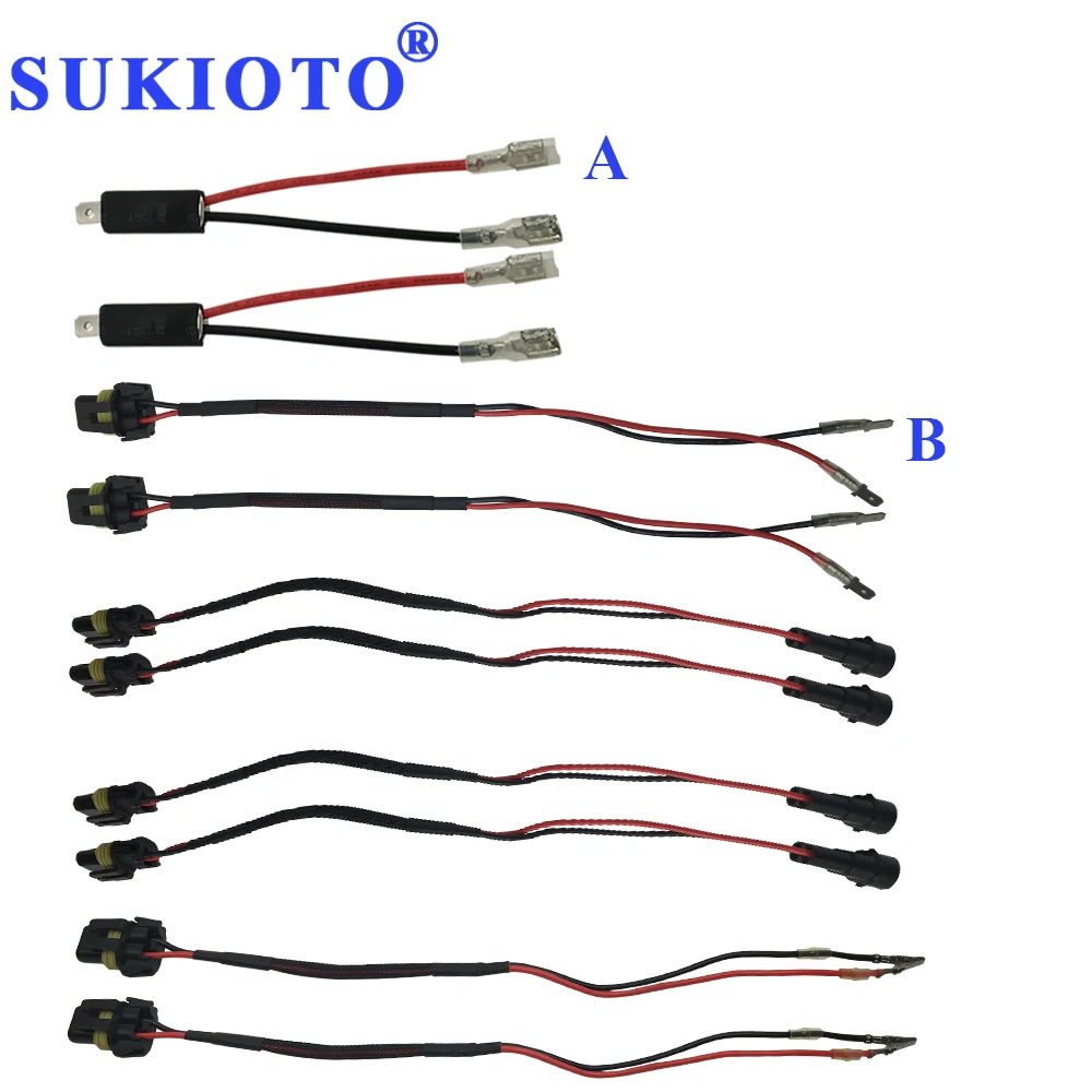 

SUKIOTO 10Pairs Female Plug H11 ballast Power Cable Wire Adapter Connector H1 H7 9005 9006 H8 Xenon Ballast Input Relay Harness