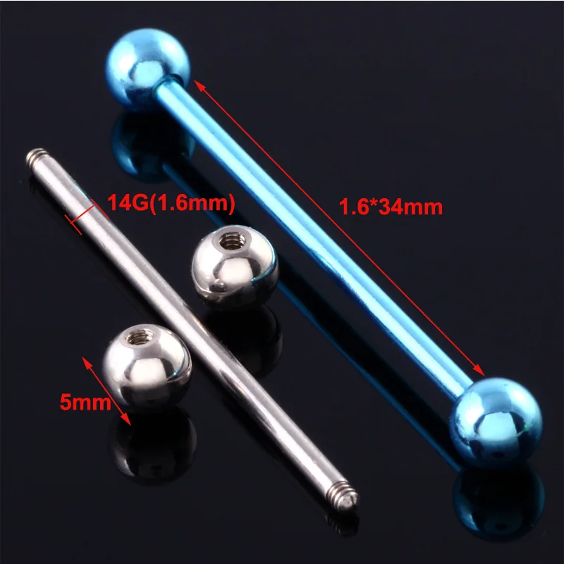 1 Pc 1.6*34+5mm Stainless Steel Industrial Piercing Ear Cartilage Stud Earring Barbell Straight Ear Piercings Barbell Jewelry - Image 2