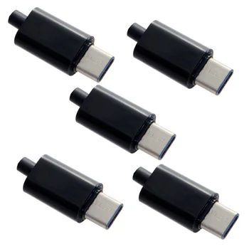 

10pcs/lot 5set DIY 24pin USB 3.1 Type C USB-C Male Plug Connector SMT type with Black Housing Cover