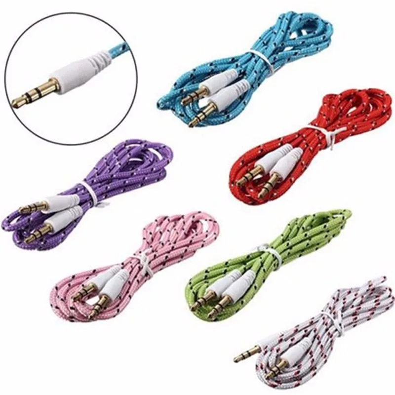 

Practical Black Nylon Braided Commonly Used 3.5 mm Jack Audio Stereo Male To Male Extension Aux Cable for Speaker Earphone MP3