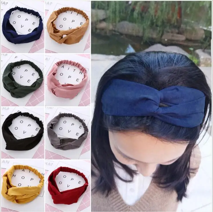 

TWDVS 2019 Fashion Fabric Cross Knotted Chiffon Flowerl Hair Band Korea Headdress Headband for Girls Hair Accessories for Women