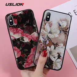 IPWSOO красивый чехол для iPhone 6 6S 7 8 Plus X чехол Ретро лепесток цветка розы 3D мягкий рельеф ТПУ для iPhone 7 чехол для телефона Fundas