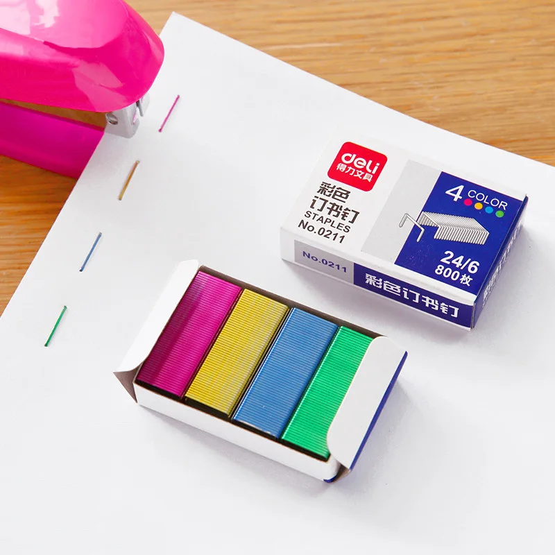 

1600pcs/2box Colored Staples Stainless Steel No.12 Staples Office Binding Supplies School Stationery 24/6 Cucitrice