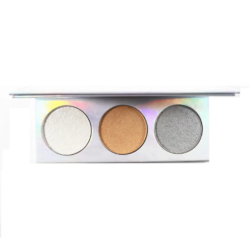 GUICAMI Highlighter Powder Palette Shimmer Face Contouring Highlight Face Bronzer Makeup 3 Colors Highlighter Brighten Skin