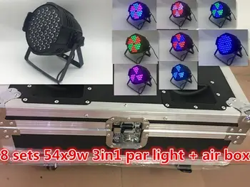 

Flight Case+8pcs / 54x9W 3 in 1 RGBW LED Par Light DMX512 led Par Light Stage Light for Party Bar KTV Disco DJ Lantern