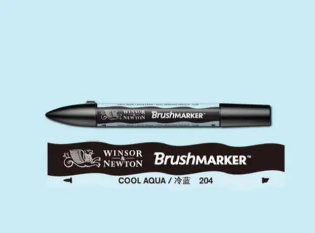 Winsor& Newton кисть-маркер, кисть на спиртовой основе, быстро сохнет, синие, зеленые тона, два кончика, художественные ручки - Цвет: Cool Aqua