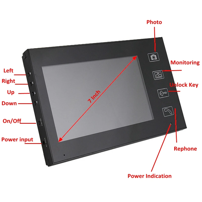 7-дюймовый 1200TVL монитор домофона видеодомофон Главная Дверь телефонный рекордер Системы SD/карты памяти поддерживается Водонепроницаемый