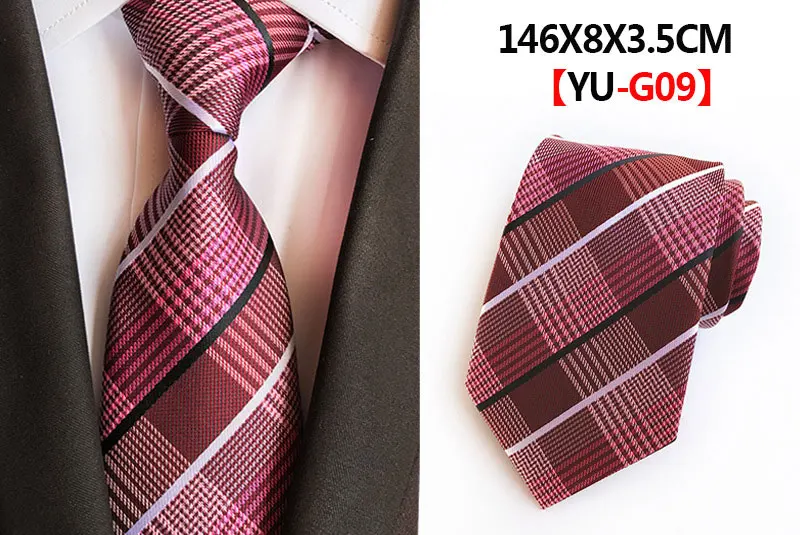 Classic 8cm Formal Tie Black Bule Striped Plaid Jacquard Necktie For Men Business Wedding Neckwear Gift Accessories Ties Gravata - Цвет: A09