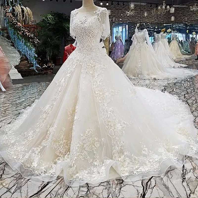 Backlake Vestido de novia 2018 sexy wedding dresses vestido de noiva lace flowers ivory o-neck gown wedding dress bruidsjurken Backlake Vestido de novia 2018 sexy wedding dresses vestido de noiva lace flowers ivory o-neck gown wedding dress bruidsjurken