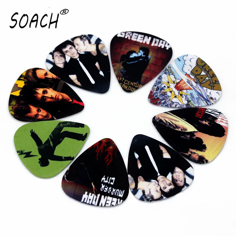 

SOACH guitar tuner 10pcs 0.71mm Green day band two side earrings pick DIY design Guitar Accessories pick guitar picks