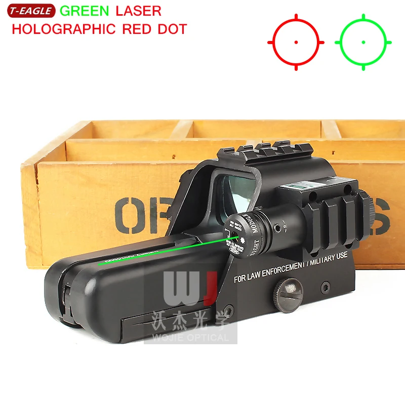 

T-Eagle Matt Black Tactical Holographic Reflex Red Green Dot Sight Green Laser 20mm Hunting Sight Scope Brightness Adjustable