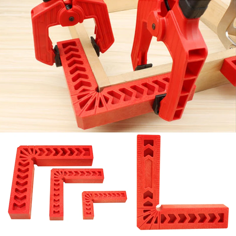 DWZ 4Pcs 90 Degree Plastic L Shape Corner Clamping Square Right Angle Clamps Ruler